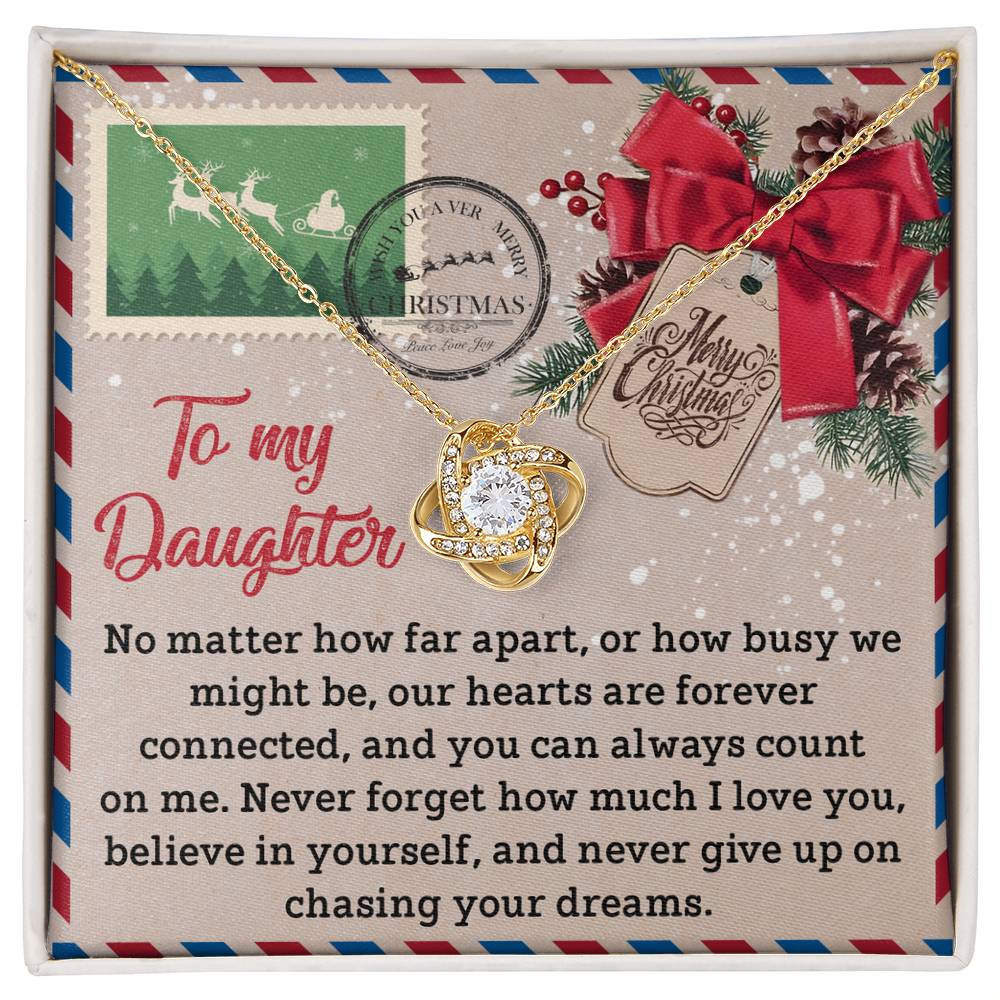 Daughter Jewelry Gift - Knot Of Love Necklace - Our Hearts Are Forever Connected