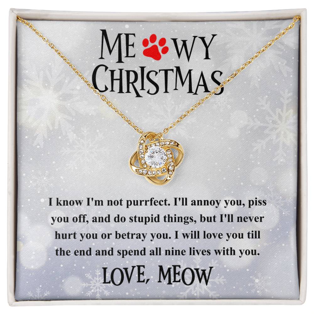 Cat Mom Jewelry Gift - Love Knot Necklace - Meowy Christmas