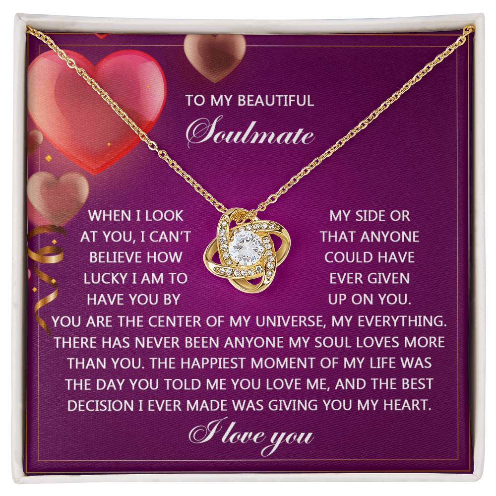To My Soulmate Jewelry Gift - Love Knot Forever Necklace - My Soul
