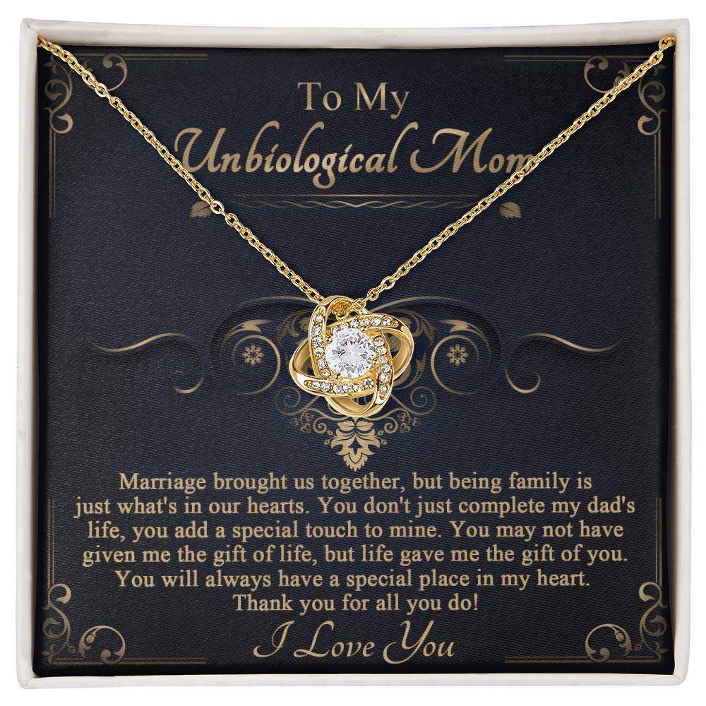 Unbiological Mom Gift - In Our Hearts - Love Knot  Necklace