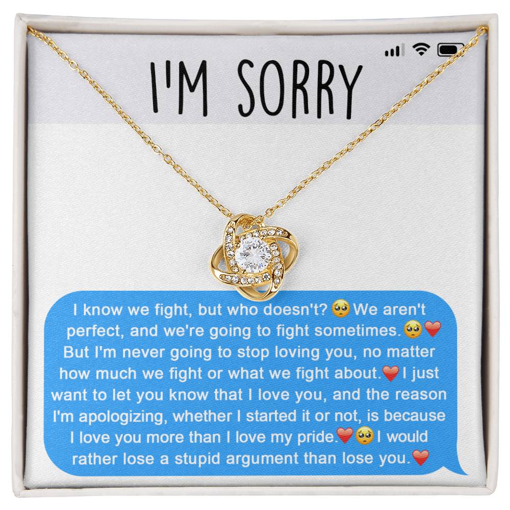 I'm Sorry Gift For Her - Love Knot Necklace - Stupid Argument