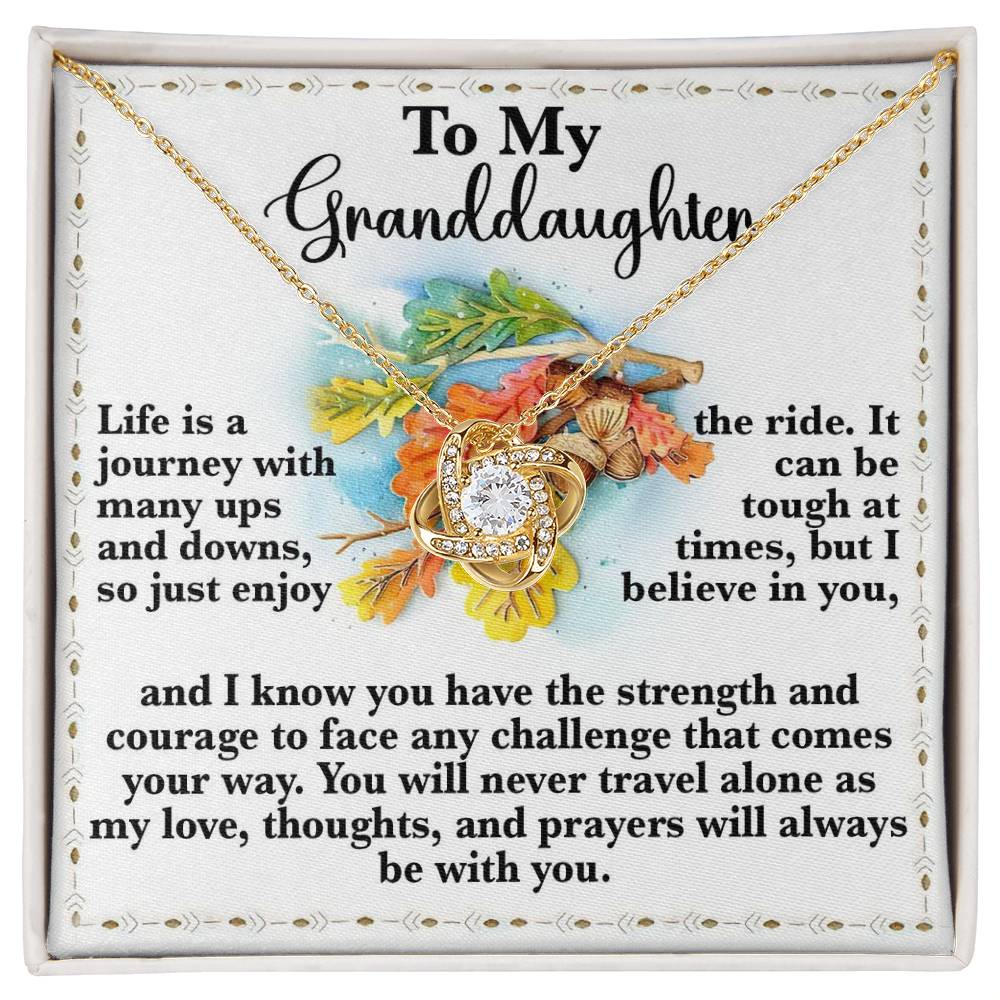 To My Daughter Jewelry Gift - You'll Never Travel Alone, I'll Always Be With You - Love Knot Necklace