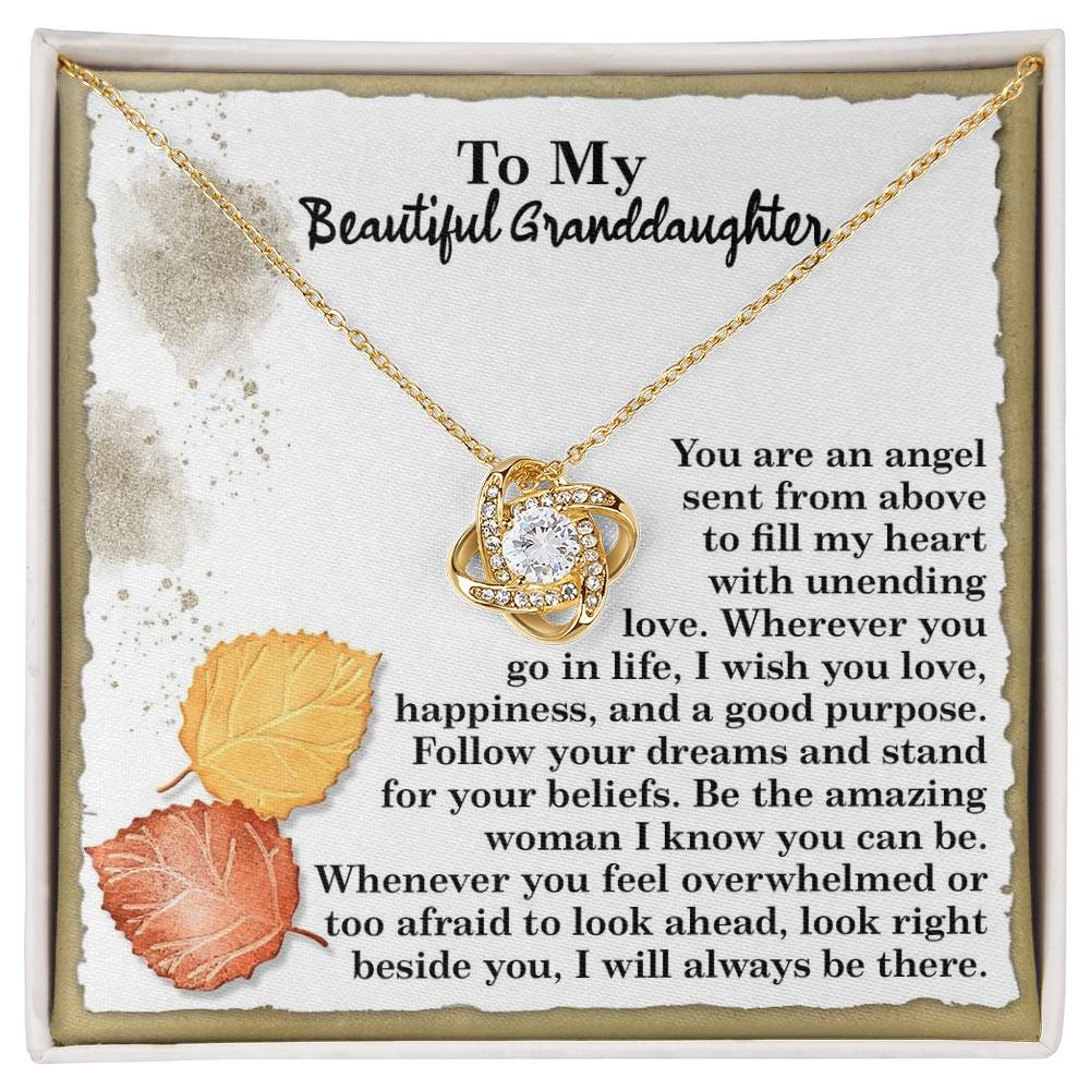 To My Granddaughter Jewelry Gift - You Are An Angel - Love Knot Necklace