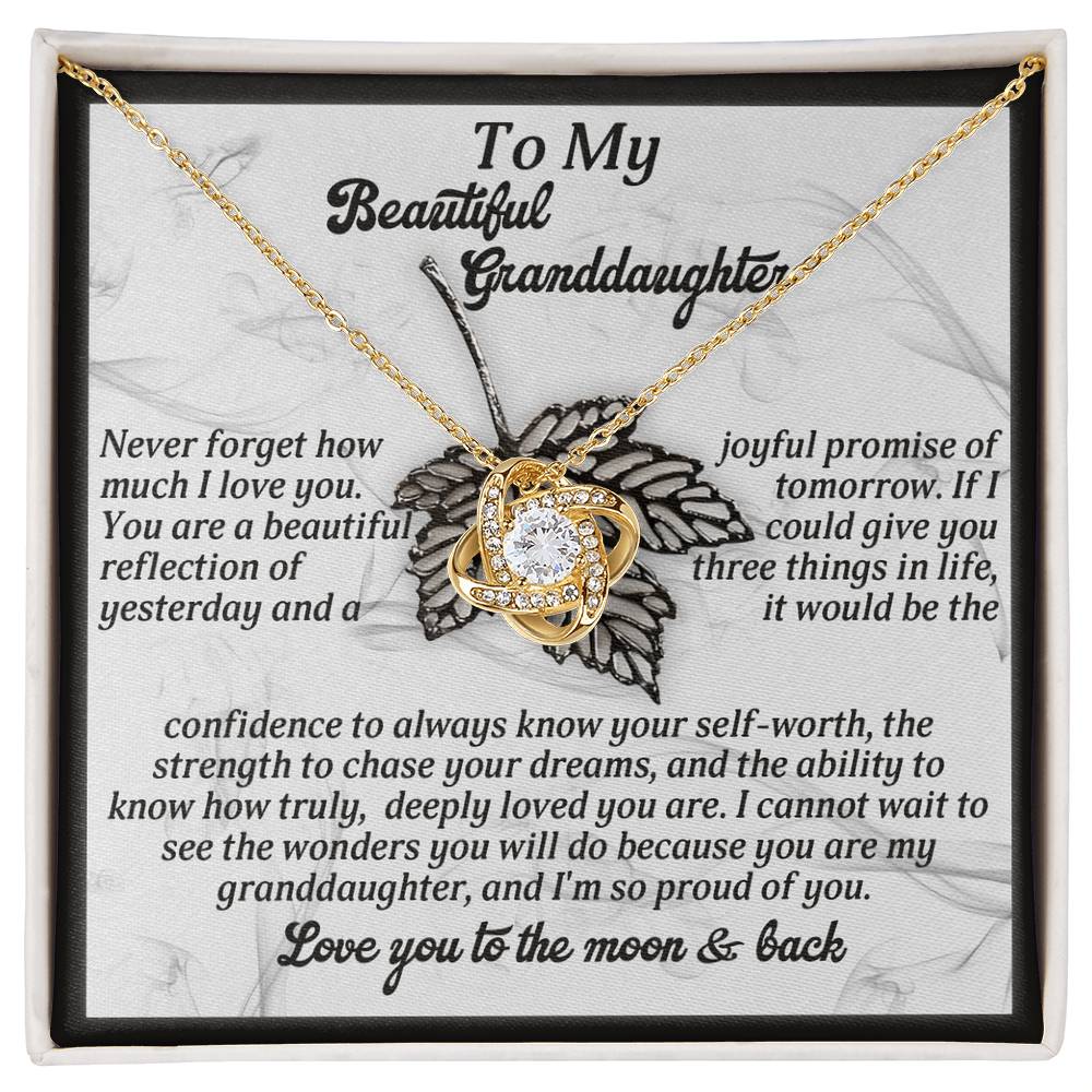 To My Granddaughter Jewelry Gift - Never Forget How Deeply Loved You Are - Love Knot Necklace