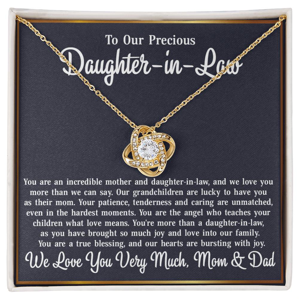To Our Daughter-in-Law - Love Knot Necklace Jewelry Gift - Incredible Mother and Daughter in Law