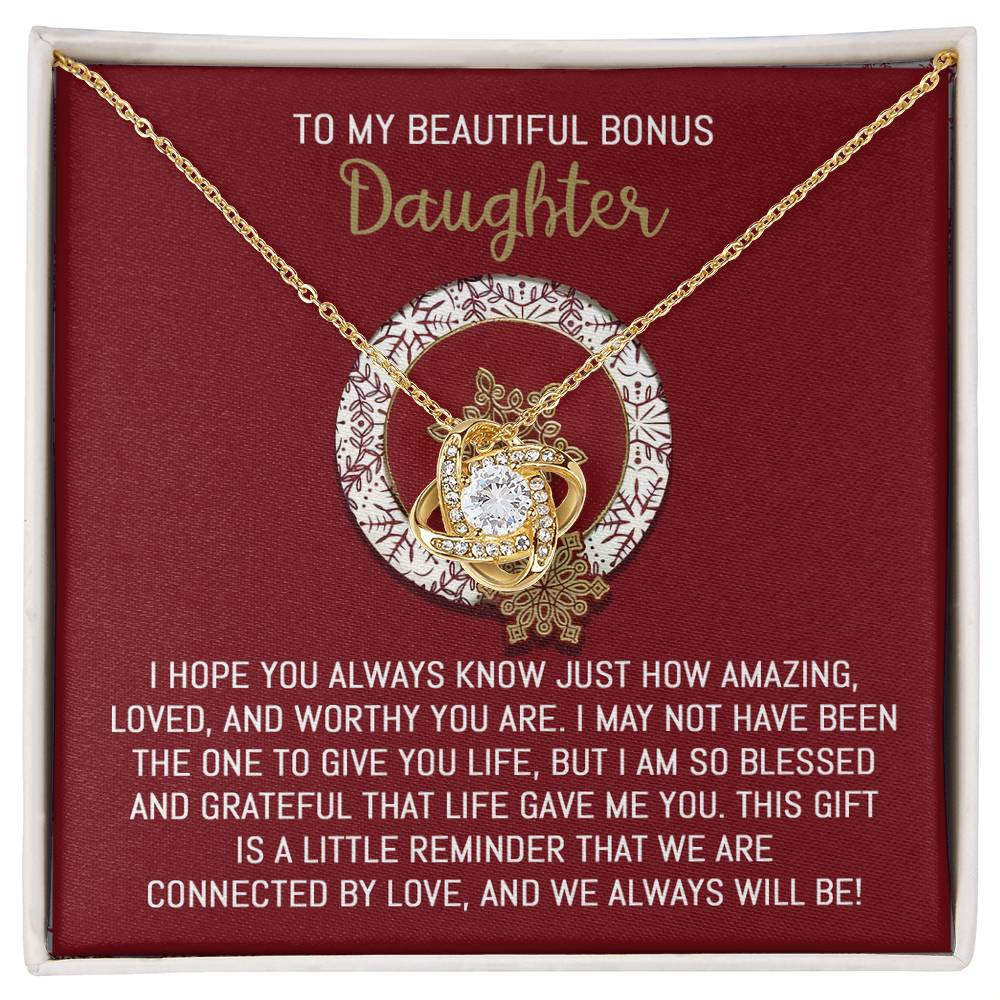 To My Bonus Daughter Jewelry Gift - Love Knot Necklace - Always Will Be