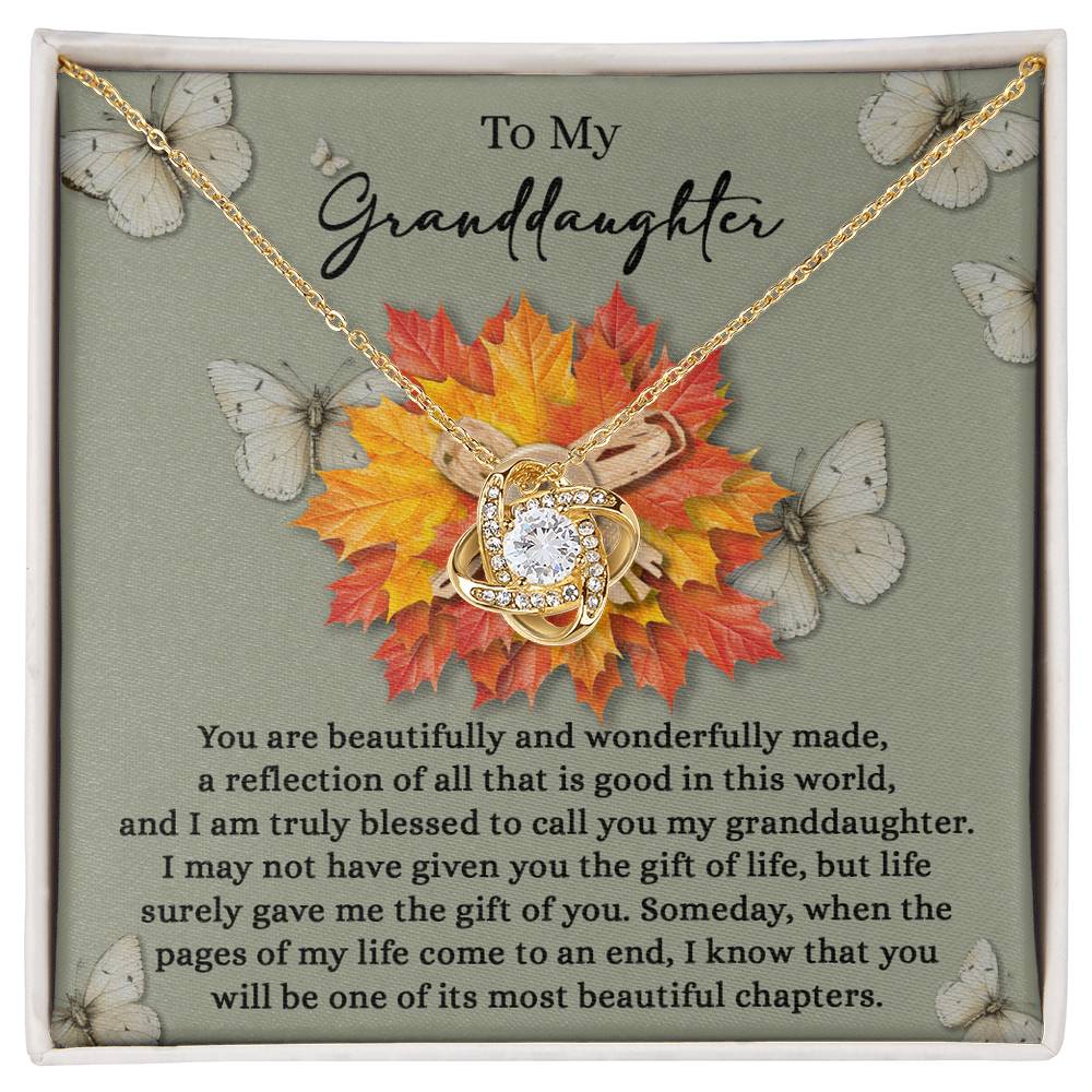 To My Granddaughter Jewelry Gift - Life Gave Me The Gift Of You - Love Knot Necklace