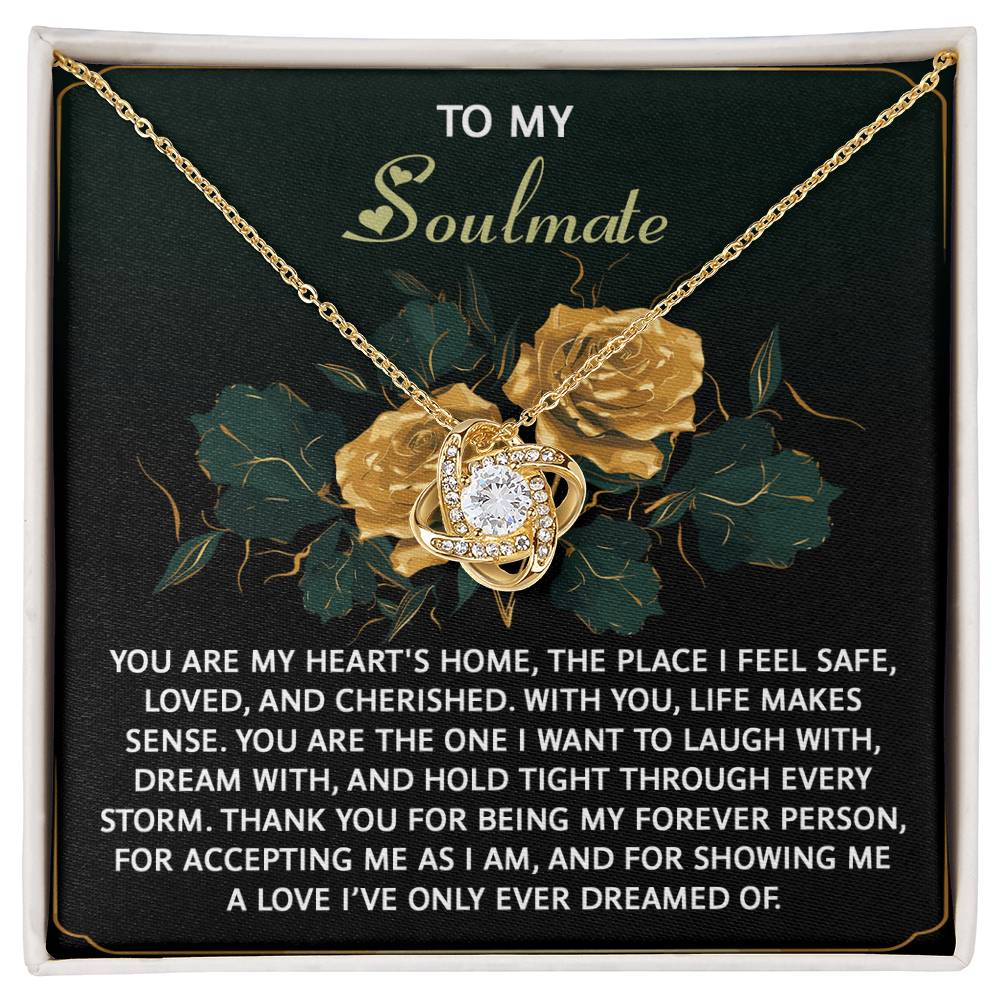 To My Soulmate Jewelry Gift - Love Knot Forever Necklace - Thanks For Being My Forever Person