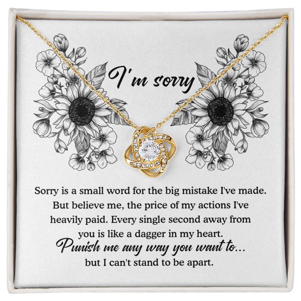 I'm Sorry Gift - Love Knot Necklace - Small Word