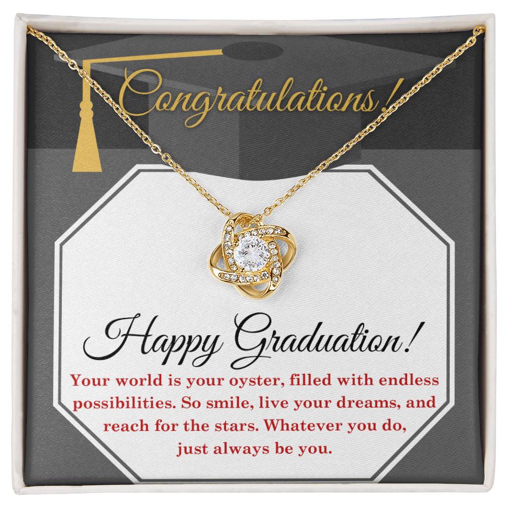 Her Graduation Gift - Your Oyster -  Love Knot  Necklace