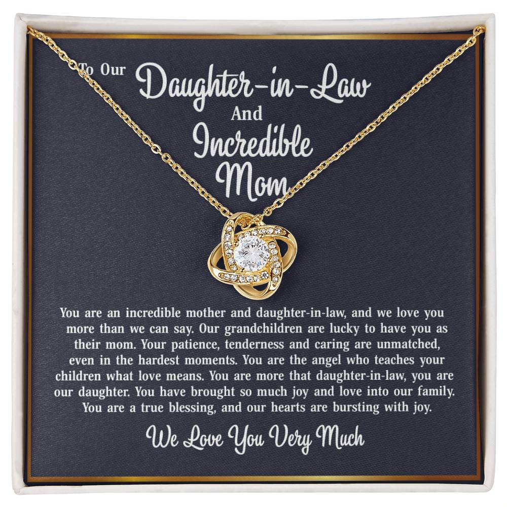 To Our Daughter-in-Law - Love Knot Necklace Jewelry Gift - Incredible Mother and Daughter in Law