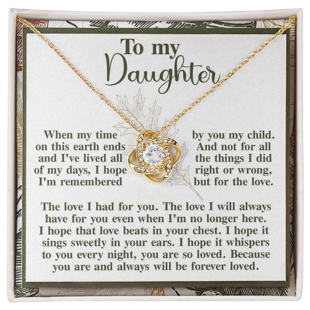 To My Daughter Jewelry Gift - Sweetly In Your Ears - Love Knot Necklace