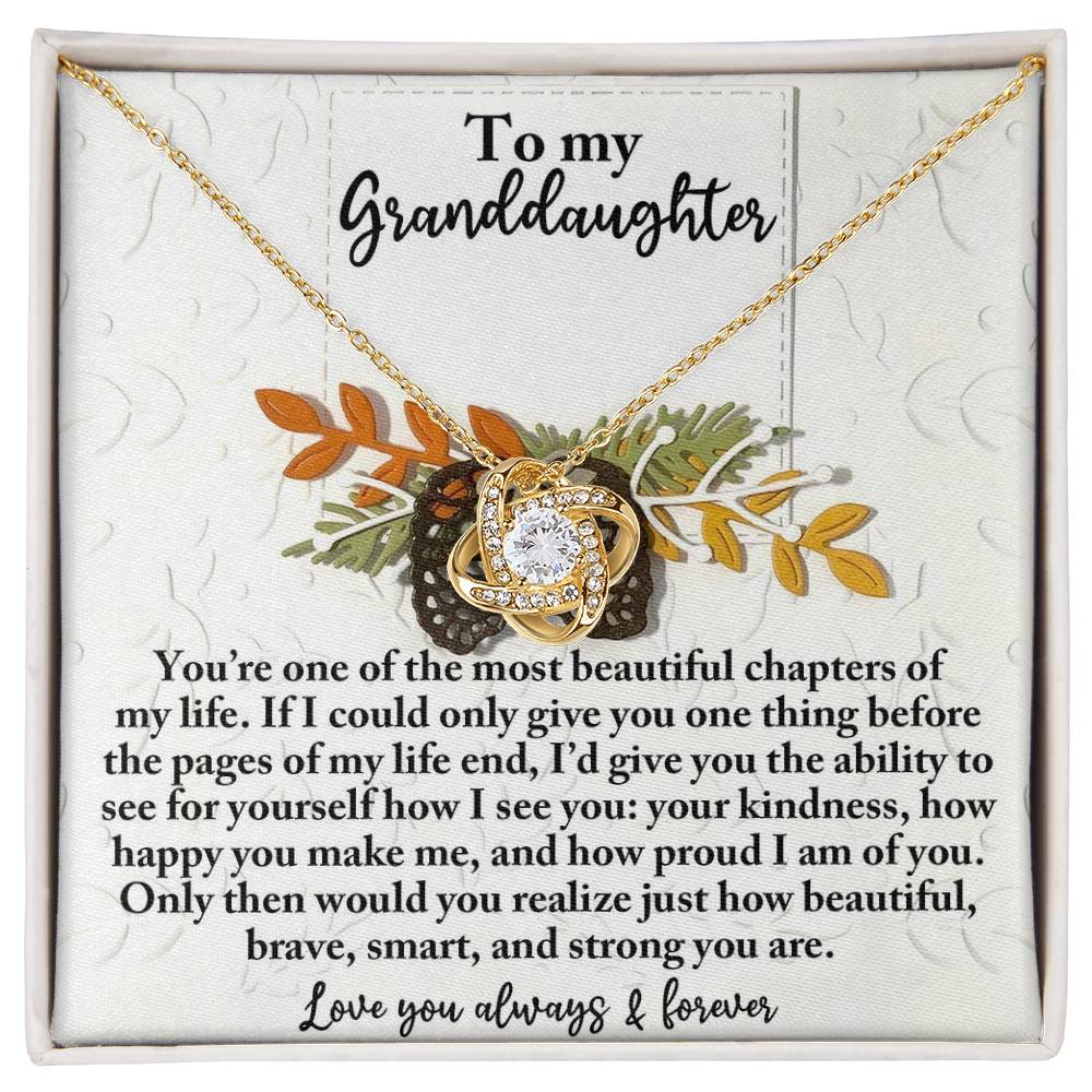 To My Granddaughter Jewelry Gift - Beautiful, Brave and Strong - Love Knot Necklace