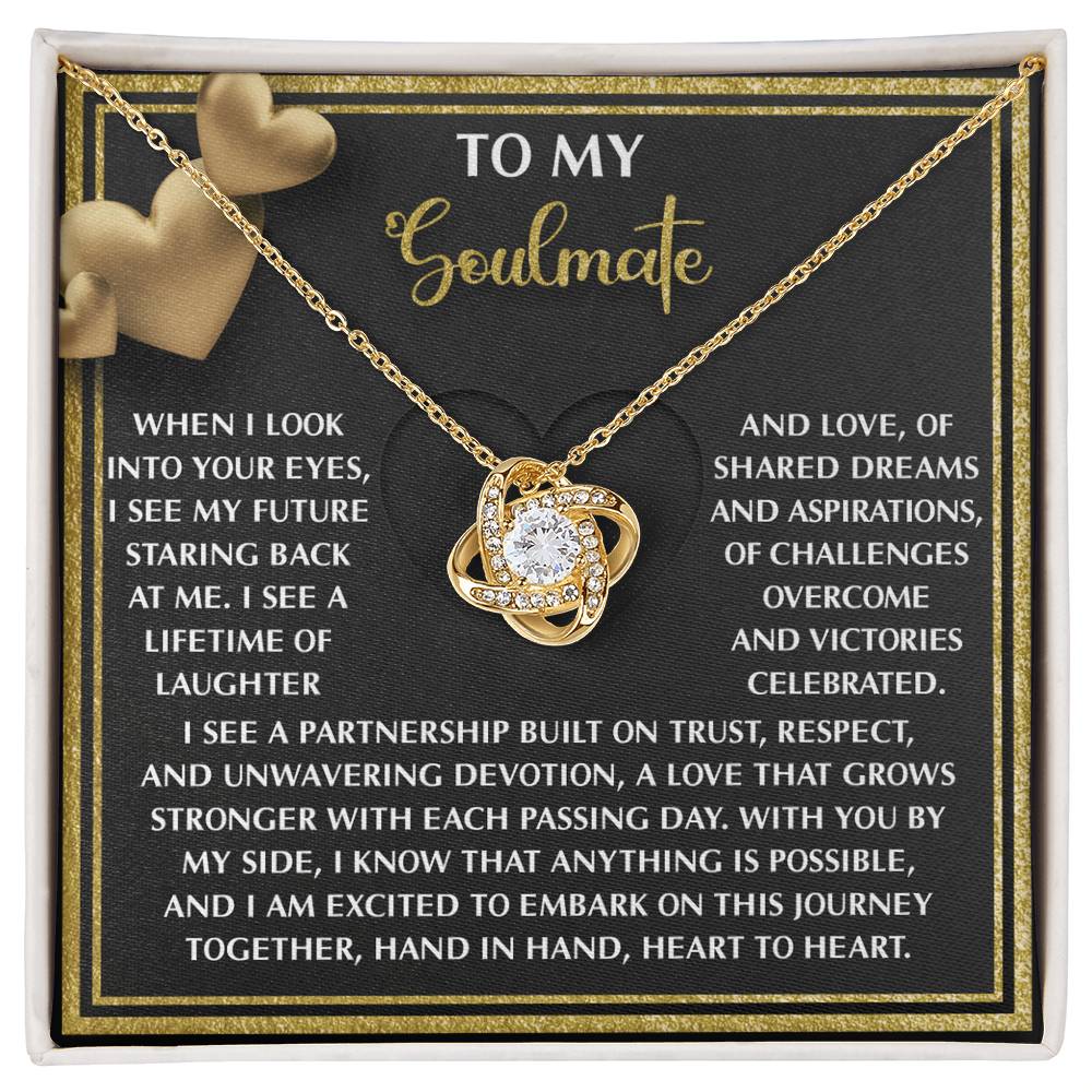 To My Soulmate Jewelry Gift - Love Knot Forever Necklace - Heart To Heart