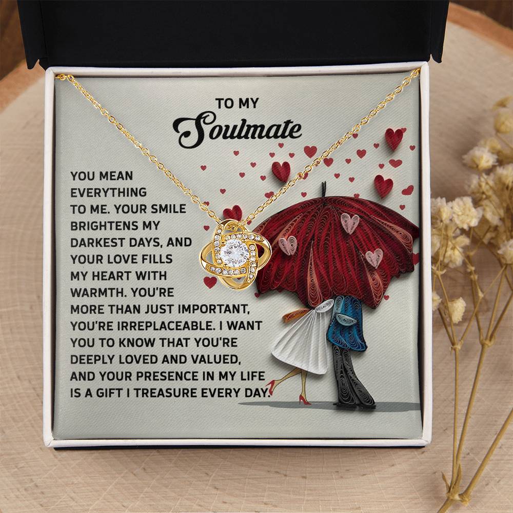 To My Soulmate Jewelry Gift - Deeply Loved - Love Knot Necklace