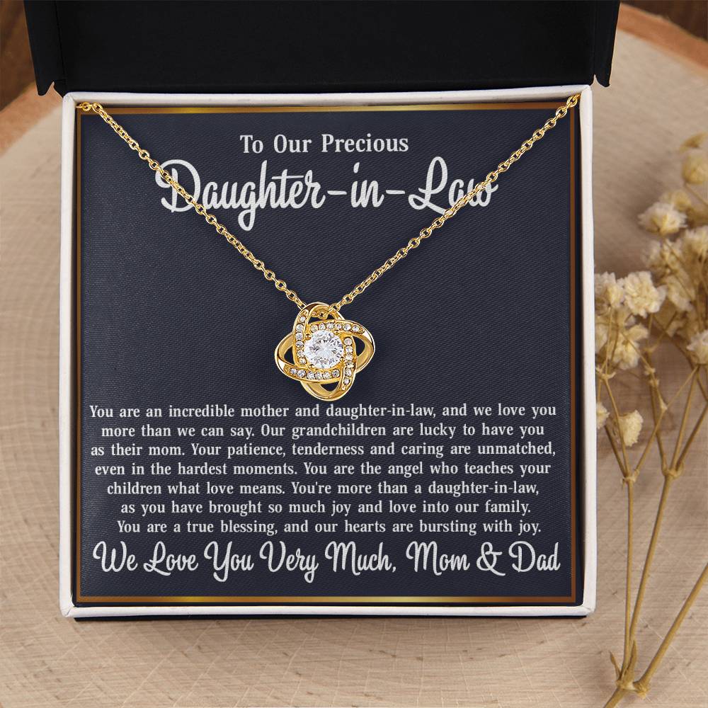 To Our Daughter-in-Law - Love Knot Necklace Jewelry Gift - Incredible Mother and Daughter in Law