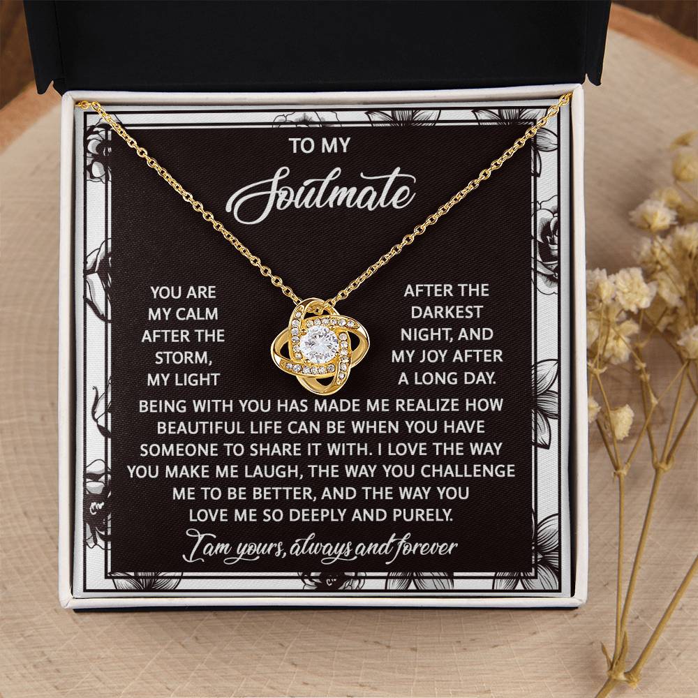 To My Soulmate Jewelry Gift - Love Knot Forever Necklace - Deeply and Purely