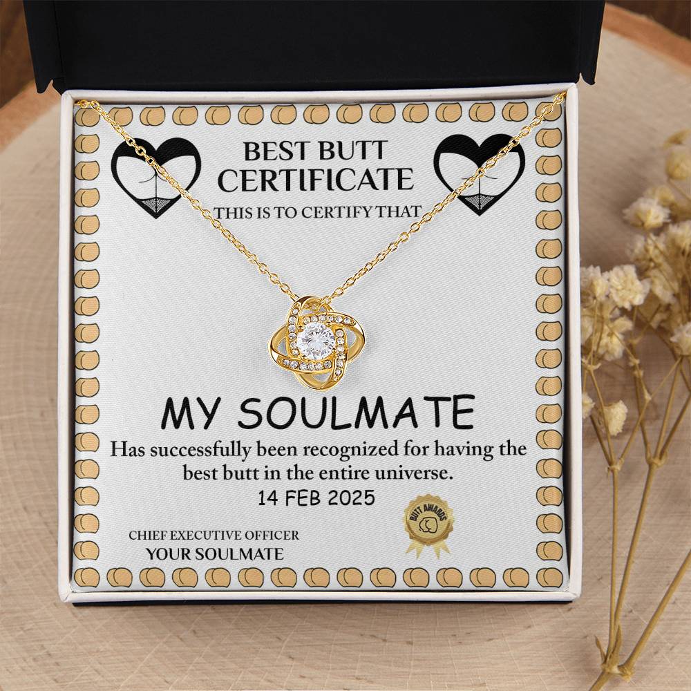 To My Soulmate Jewelry Gift - Love Knot Forever Necklace with Heartfelt Message Card From You -Best Butt