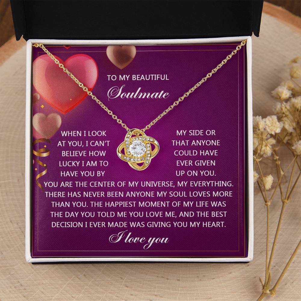 To My Soulmate Jewelry Gift - Love Knot Forever Necklace - My Soul
