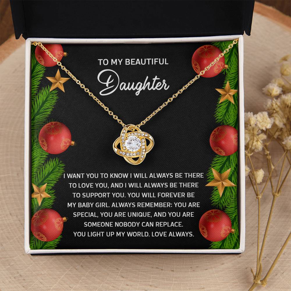 Daughter Jewelry Gift - Love Knot Necklace - Nobody Can Replace