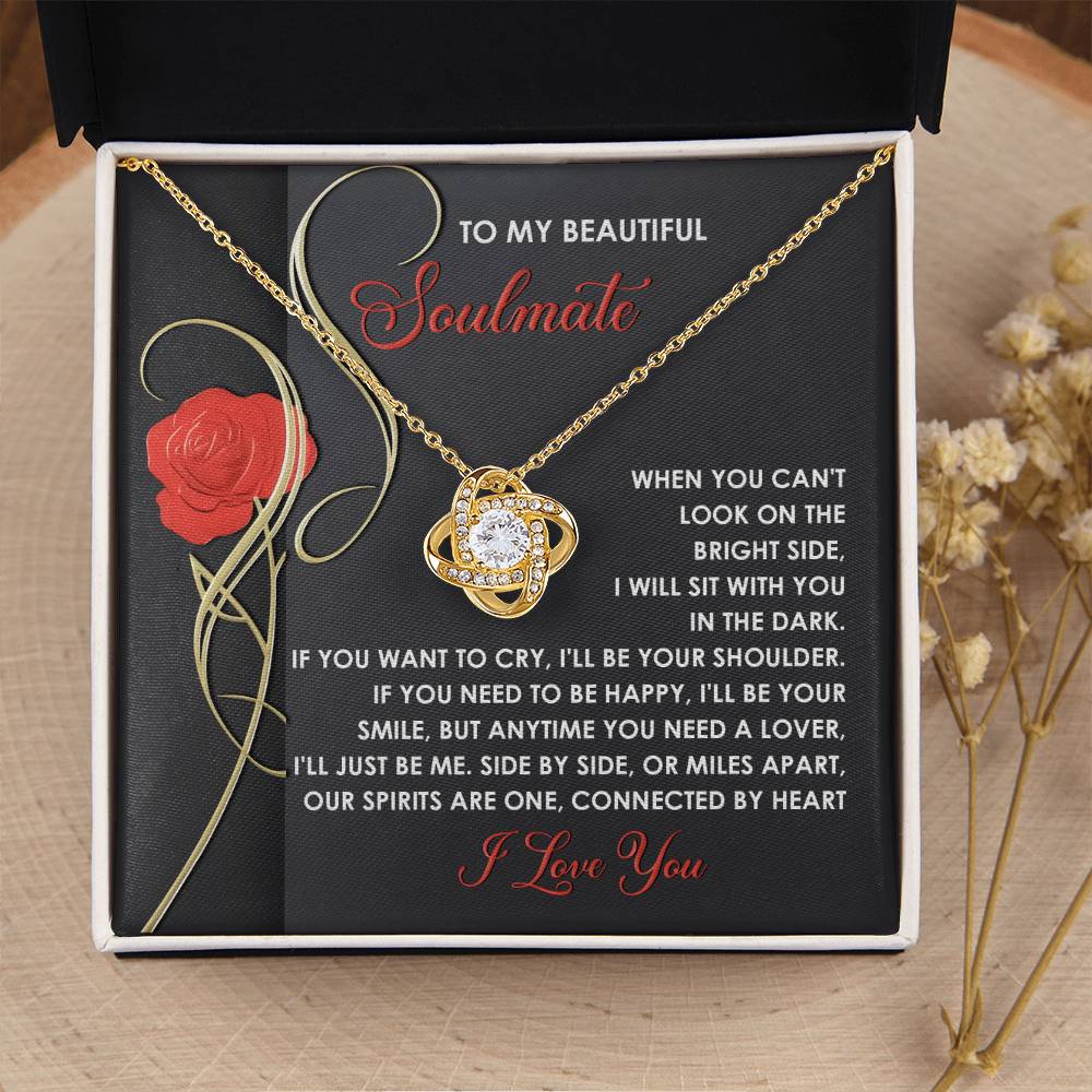 To My Soulmate Jewelry Gift - Love Knot Forever Necklace with Heartfelt Message Card From You - Be Me
