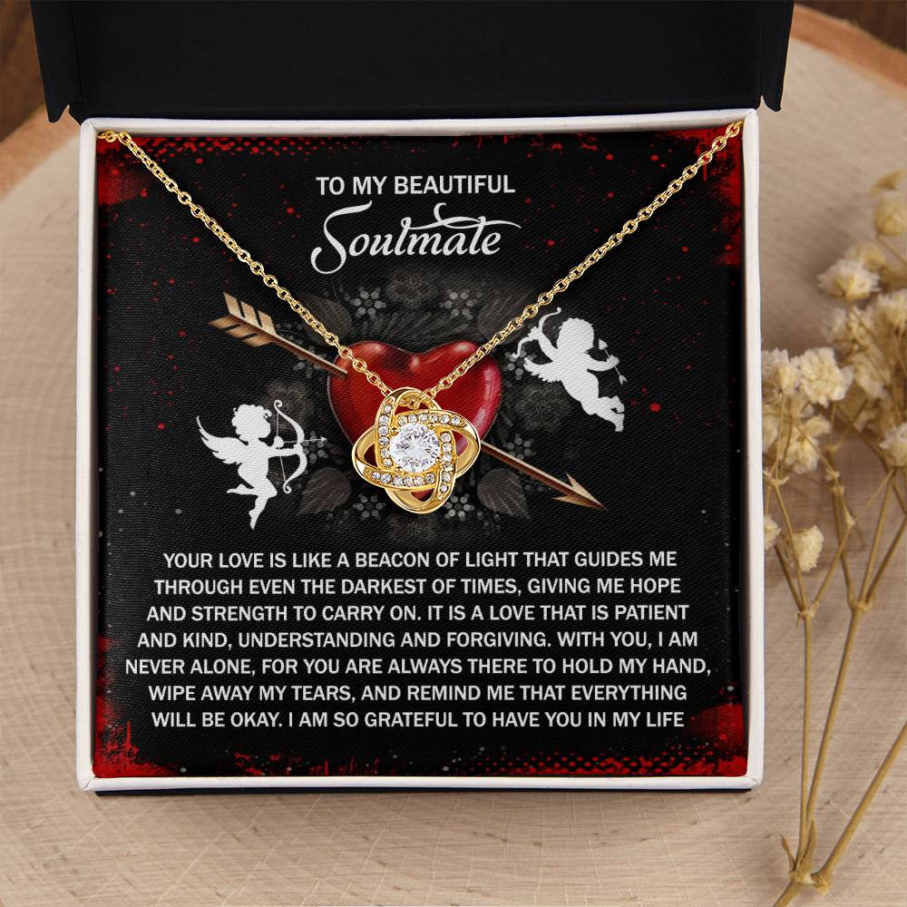 To My Soulmate Jewelry Gift - So Grateful To Have You In My Life- Love Knot Necklace