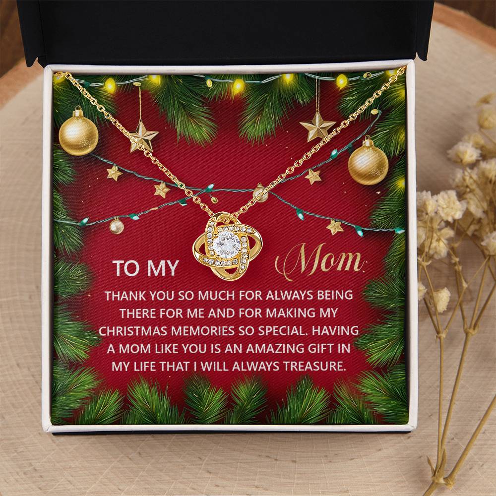 To My Mom Jewelry Gift - Christmas Memories -  Love Knot Necklace