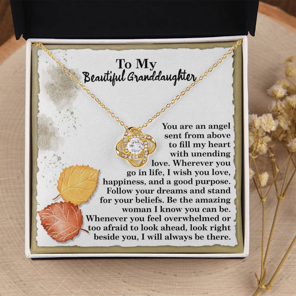 To My Granddaughter Jewelry Gift - You Are An Angel - Love Knot Necklace