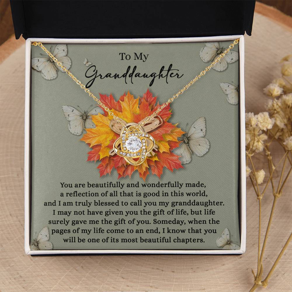 To My Granddaughter Jewelry Gift - Life Gave Me The Gift Of You - Love Knot Necklace