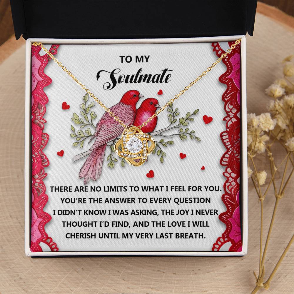 To My Soulmate Jewelry Gift - Love Knot Forever Necklace with Heartfelt Message Card From You - Feel For You