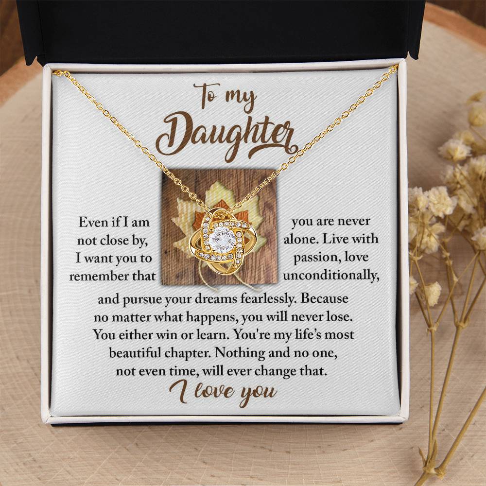 To My Daughter Jewelry Gift - Live With Passion, Love Unconditionally - Love Knot Necklace