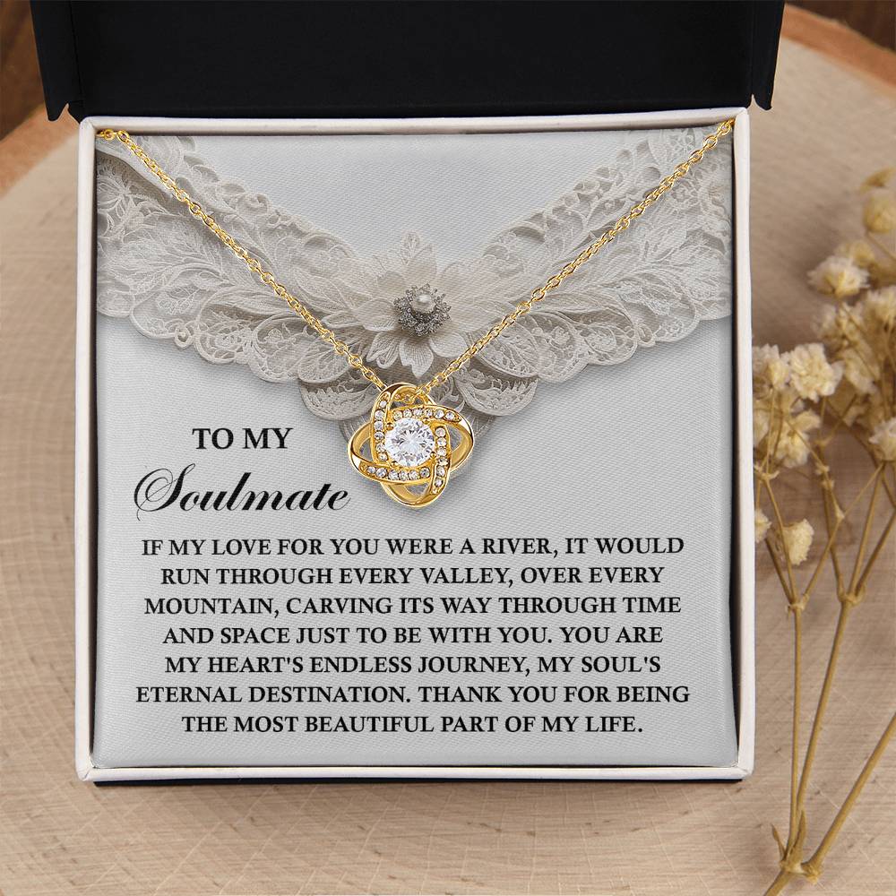 To My Soulmate Jewelry Gift - Love Knot Forever Necklace with Heartfelt Message Card From You - Eternal Destination