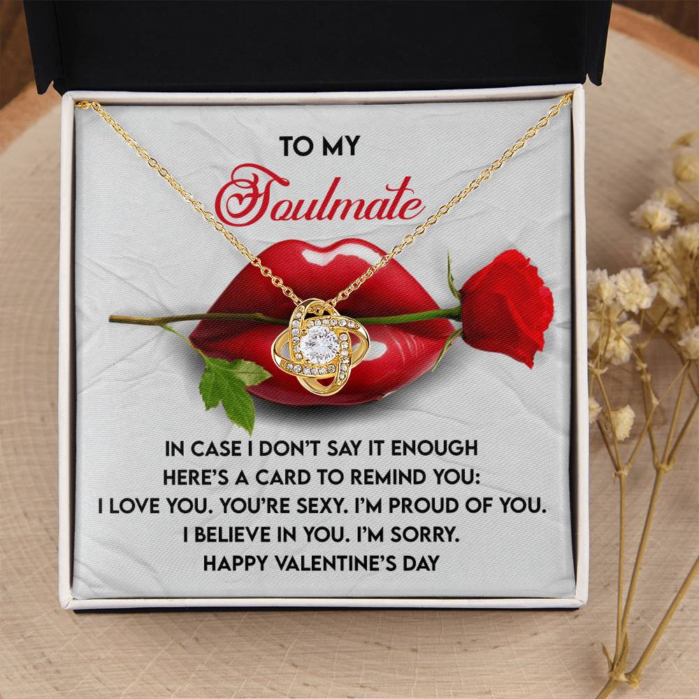 To My Soulmate Jewelry Gift - Love Knot Forever Necklace with Heartfelt Message Card From You - Don't Say It