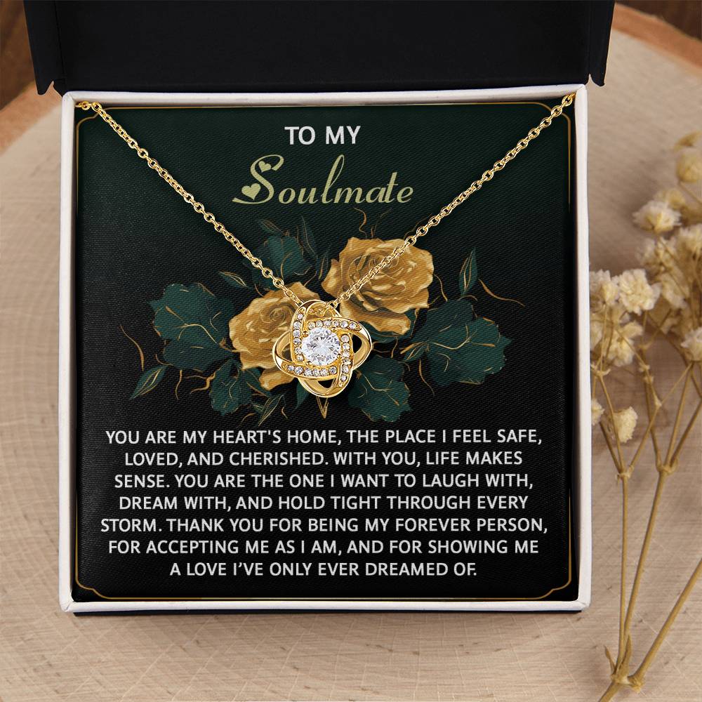 To My Soulmate Jewelry Gift - Love Knot Forever Necklace - Thanks For Being My Forever Person