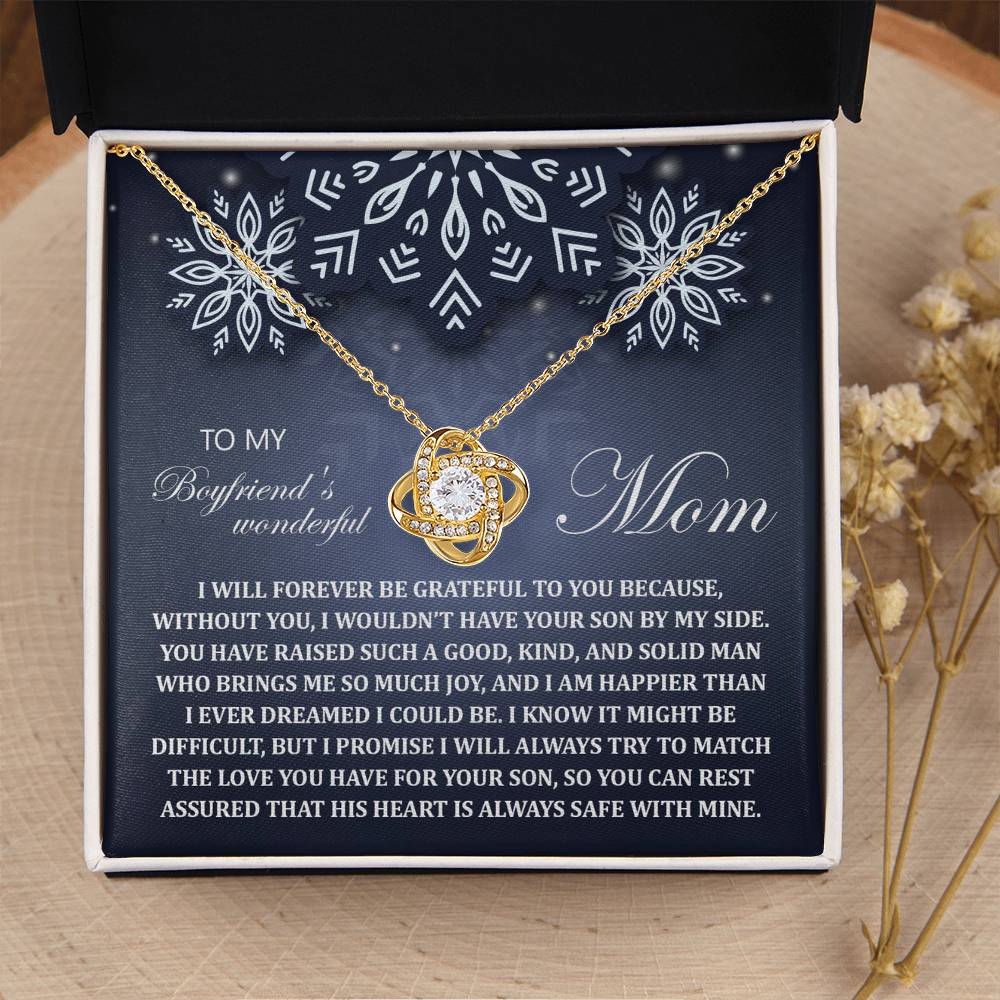 To My Boyfriend's Mom Jewelry Gift - Your Son By My Side -  Love Knot Necklace