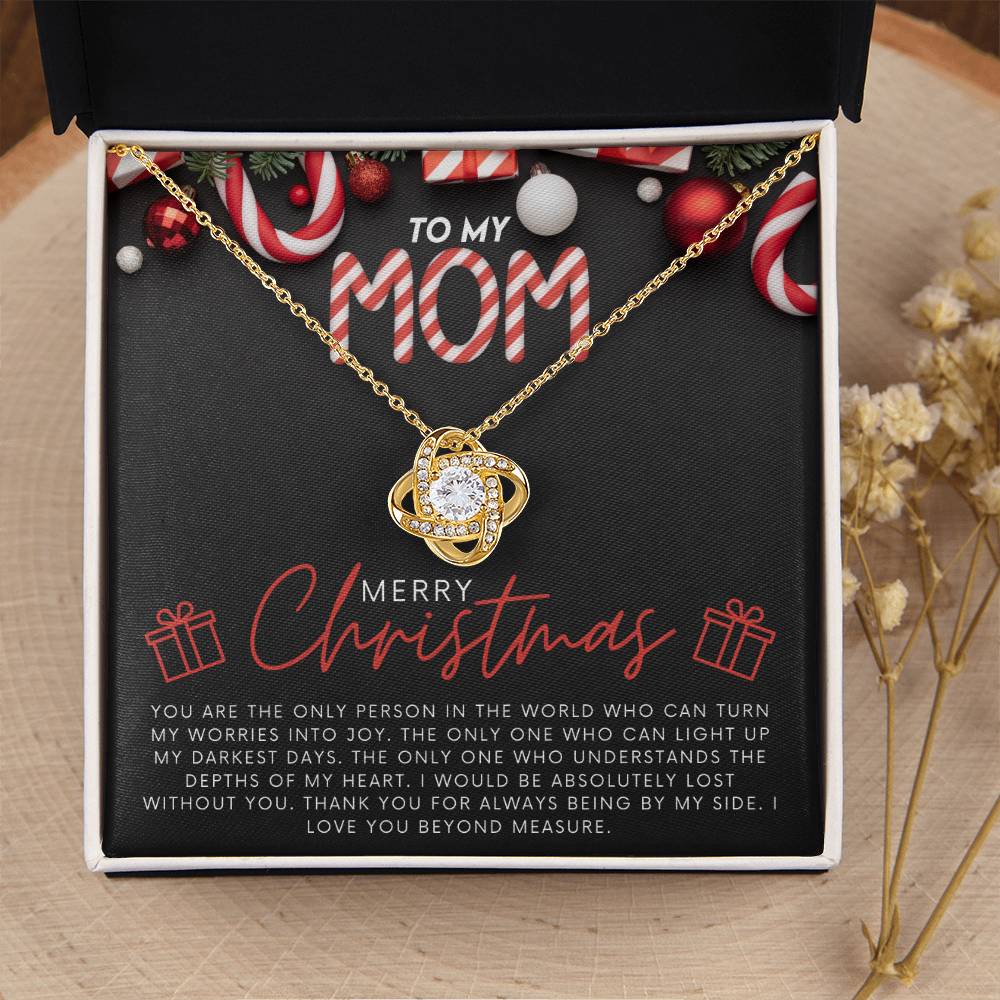 To My Mom Jewelry Gift for Christmas - You Turn My Worries Into Joy - Love Knot Necklace