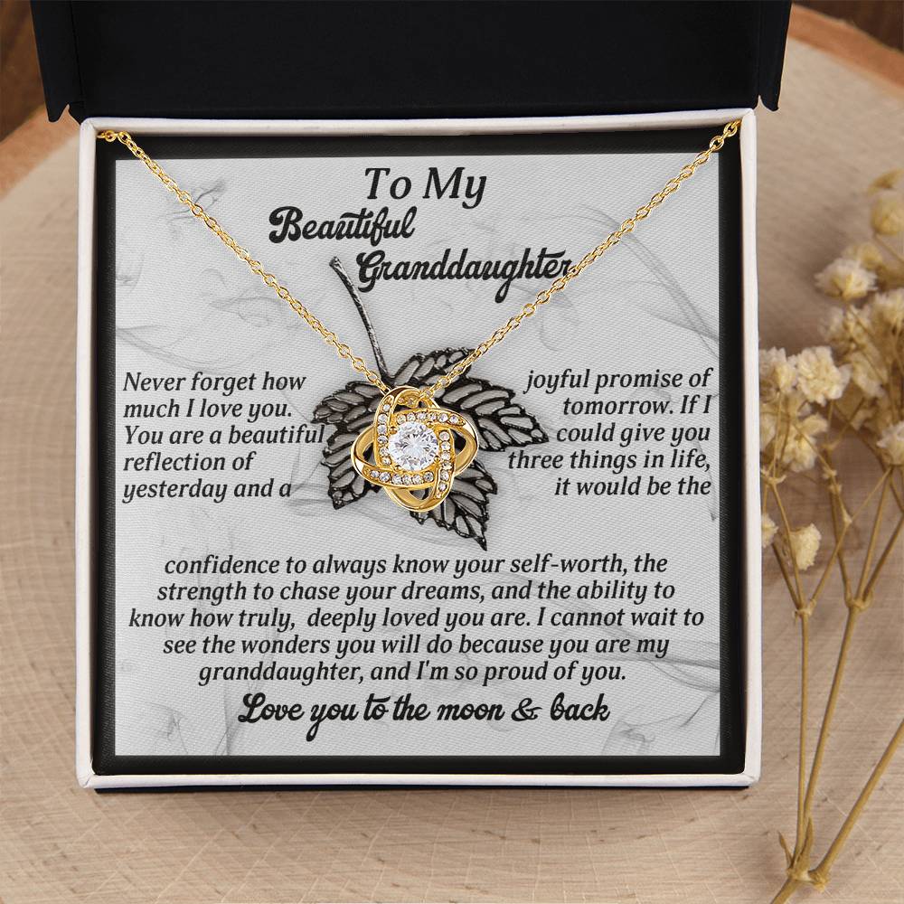 To My Granddaughter Jewelry Gift - Never Forget How Deeply Loved You Are - Love Knot Necklace