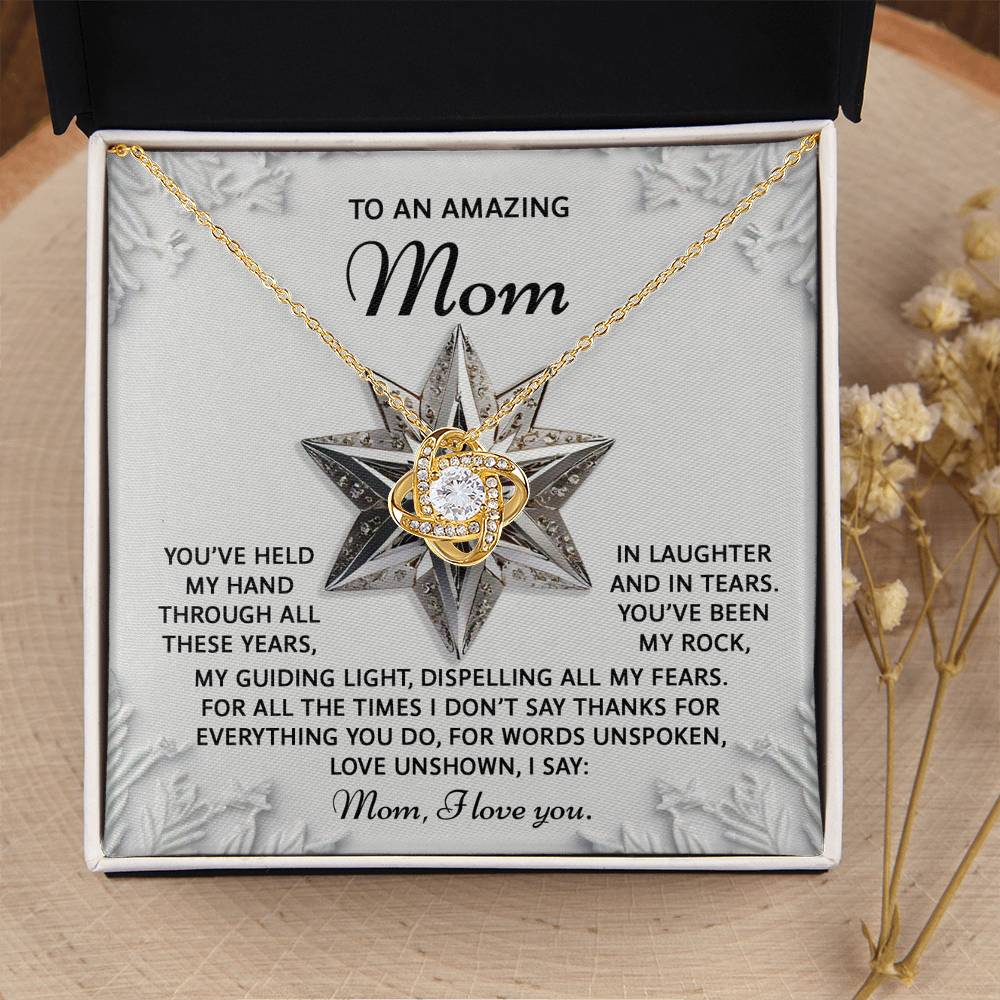 To My Mom Jewelry Gift - Love Unshown -  Love Knot Necklace