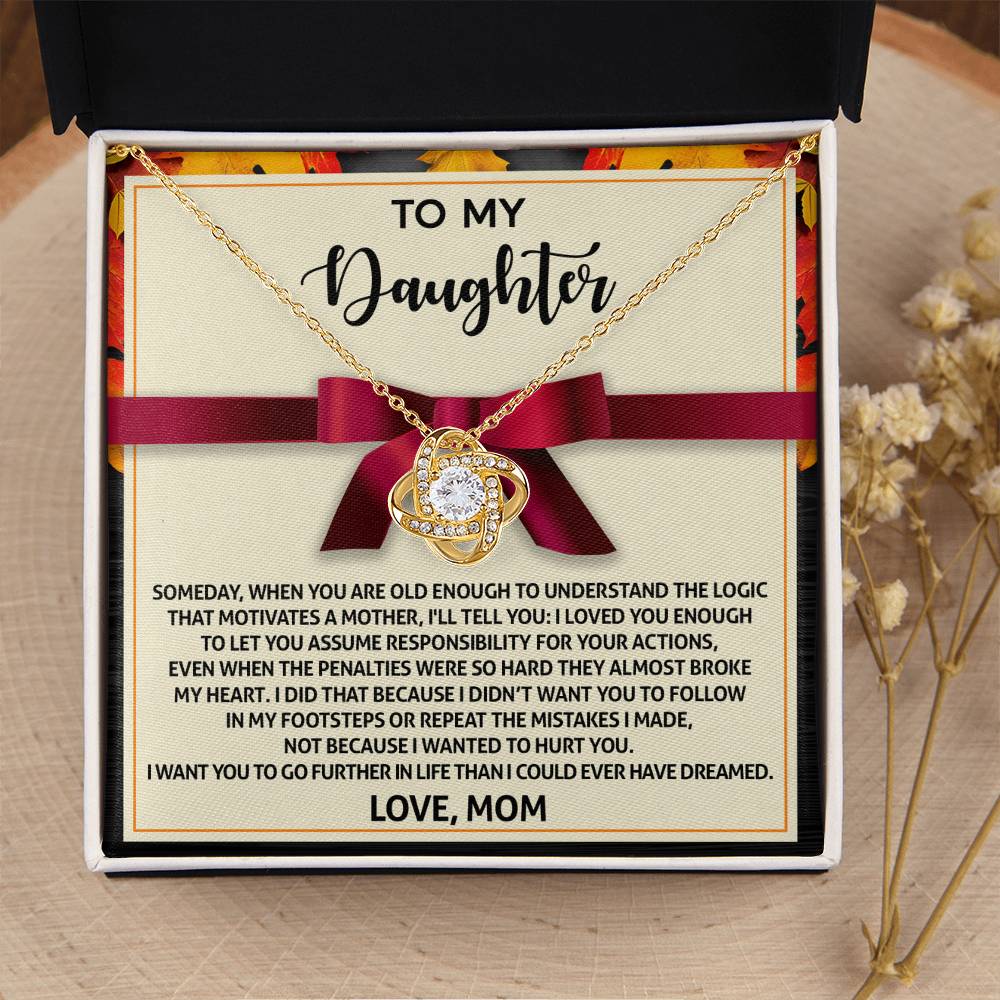 To My Daughter Jewelry Gift -Further In Life - Love Knot Necklace