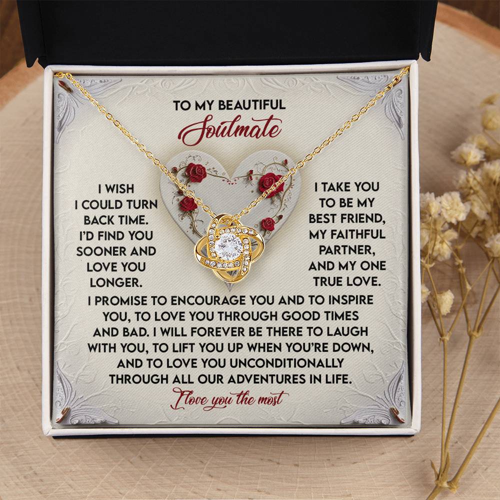 To My Soulmate Jewelry Gift - Love Knot Forever Necklace - Laugh With You