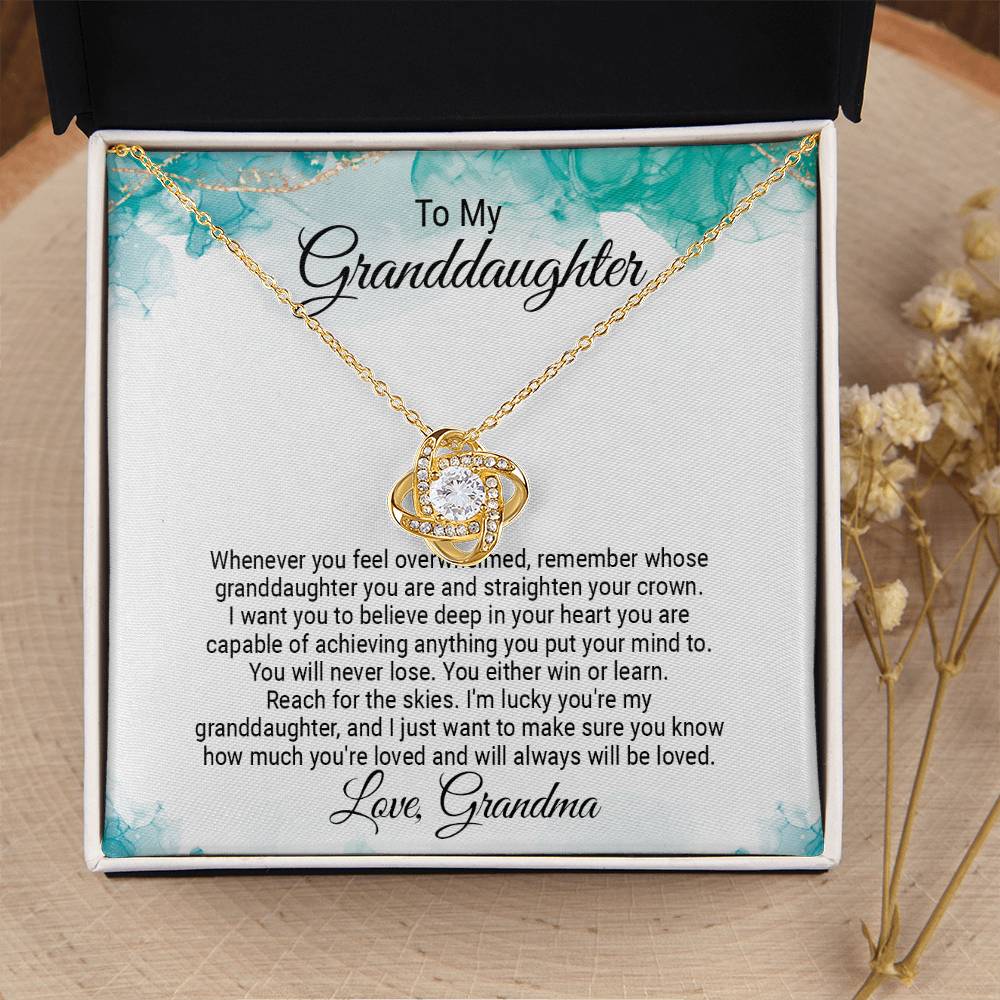 To My Granddaughter Jewelry Gift - Love Knot Forever Necklace - Straighten Your Crown