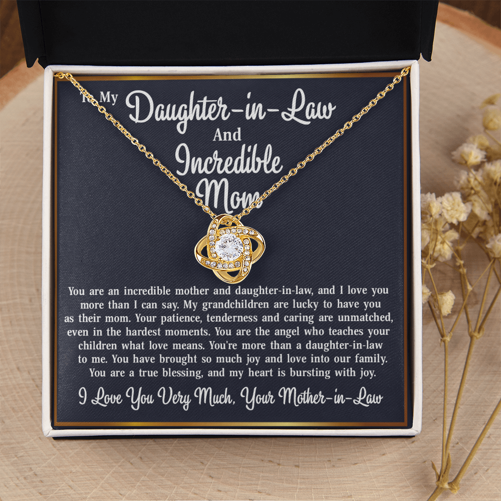 To My Daughter-in-Law From Mother-in-Law - Love Knot Necklace Jewelry Gift - Incredible Mother and Daughter in Law