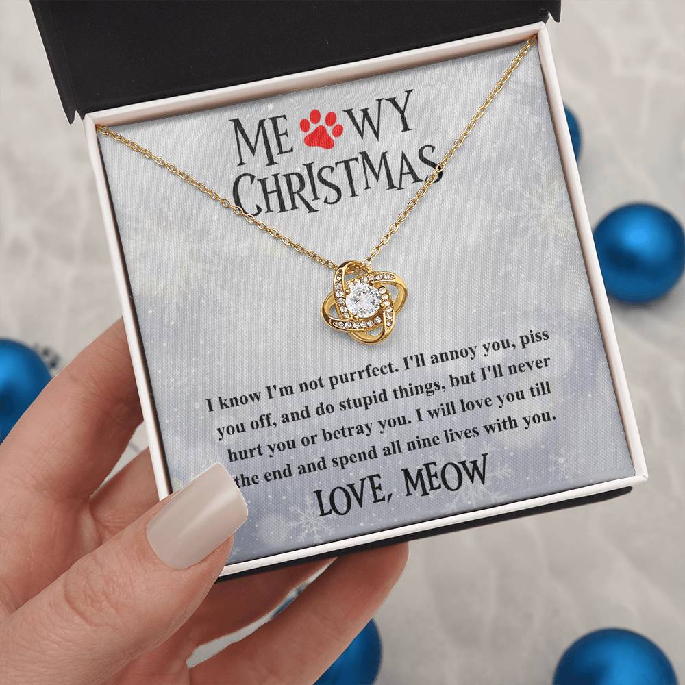 Cat Mom Jewelry Gift - Love Knot Necklace - Meowy Christmas