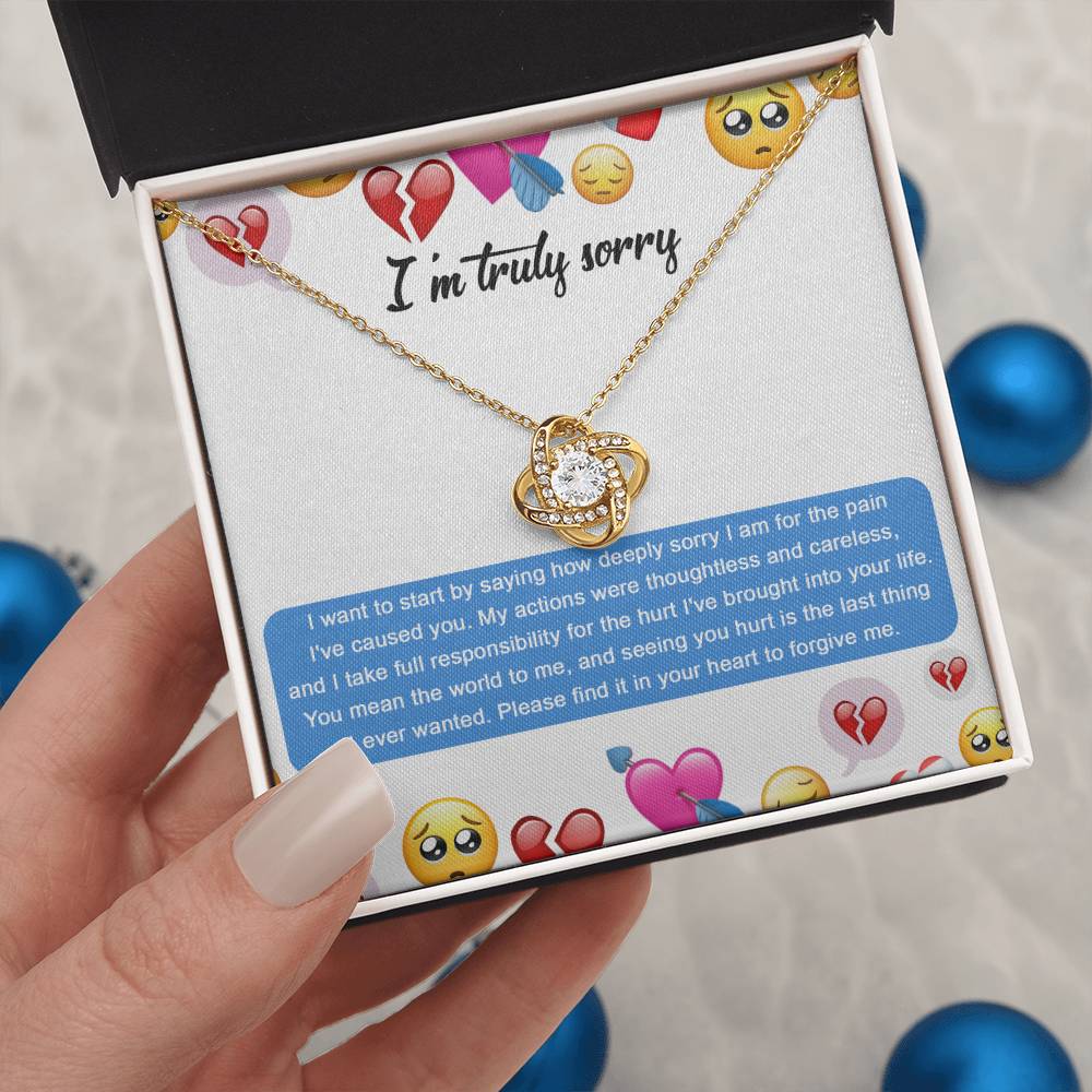 Apology Jewelry Gift - Love Knot Necklace - How Deeply Sorry