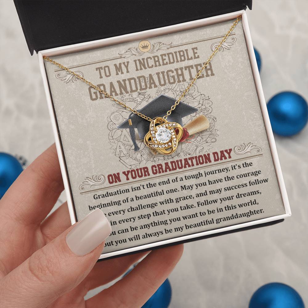 Granddaughter Graduation Gift - Your Graduation Day -  Love Knot  Necklace