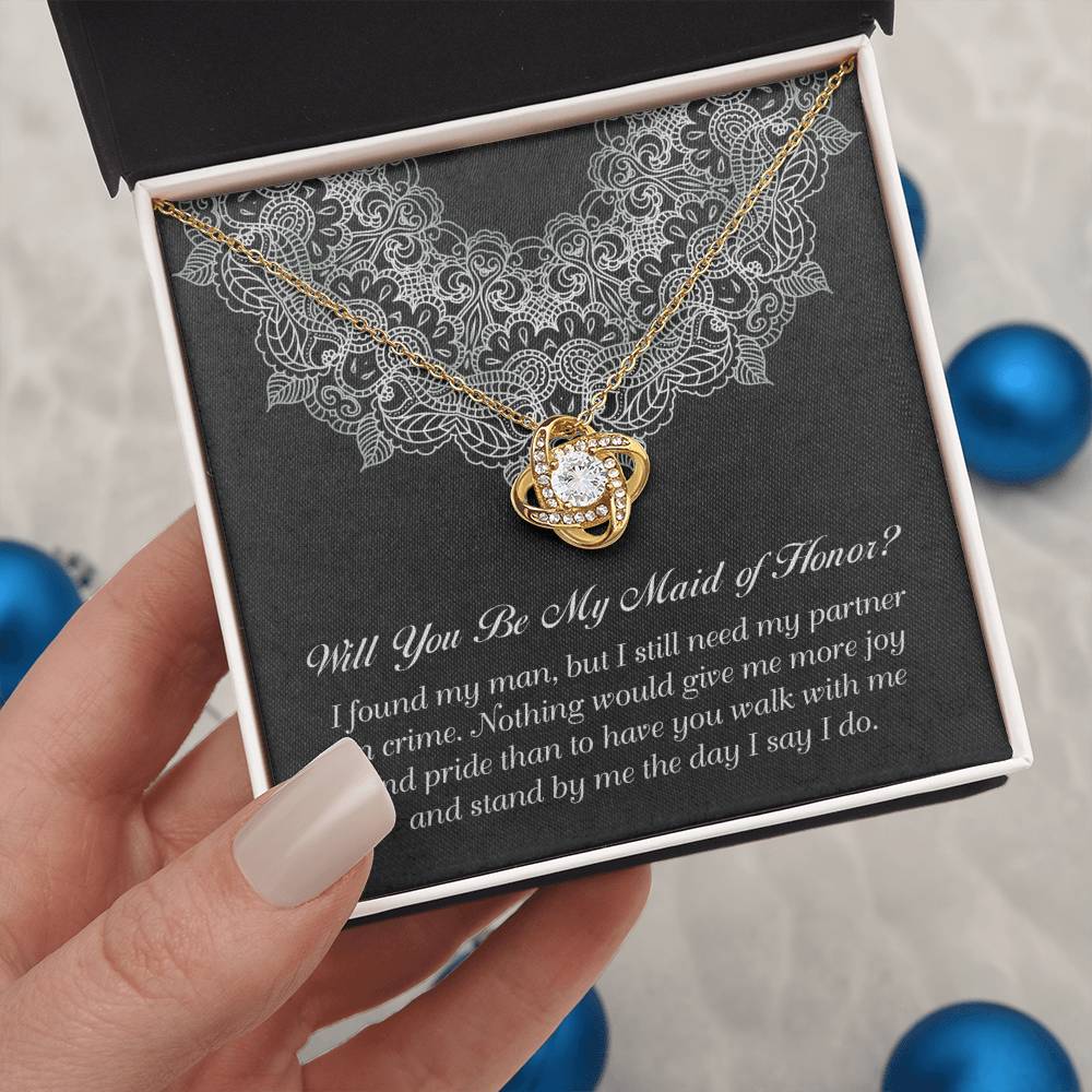 Maid of Honor Gift - Love Knot Necklace - Partner in Crime