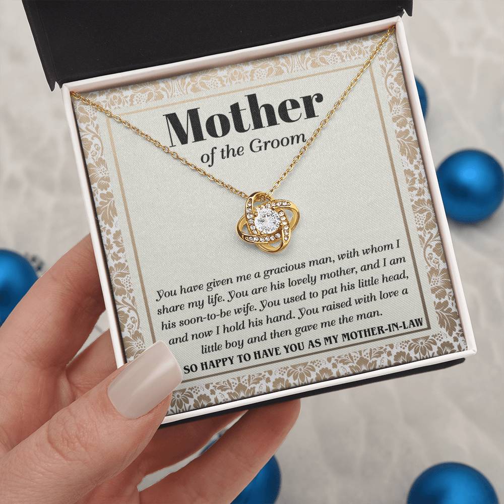 Mother In Law - Mother Of The Groom - Love Knot Necklace Gift - Happy To Have You