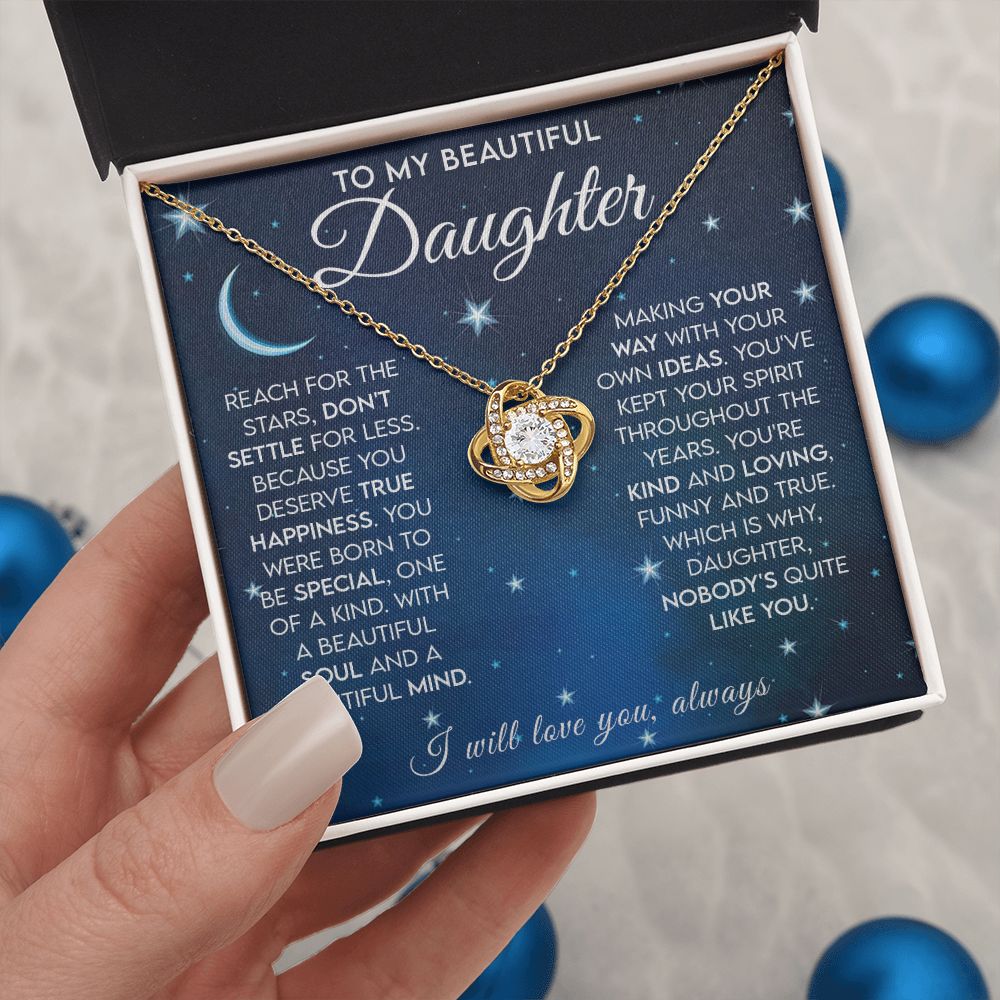 Daughter - Reach for the Stars Love Knot  Necklace