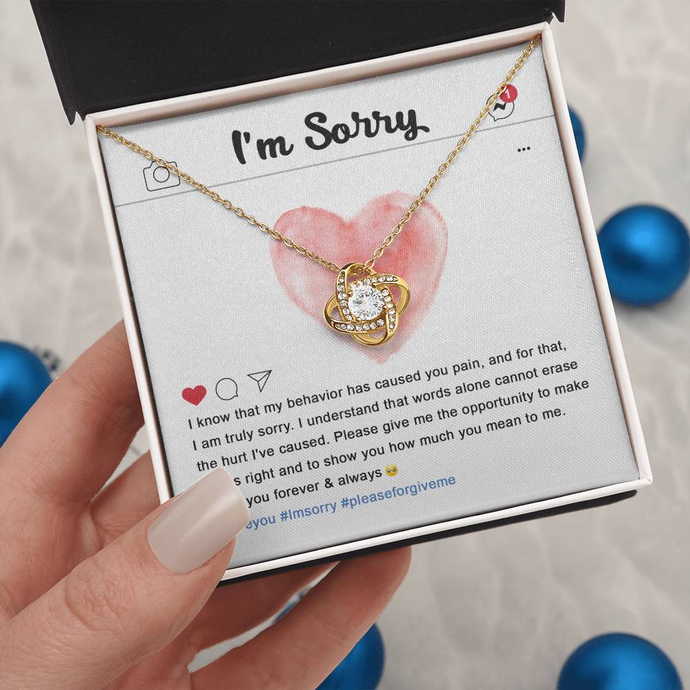 Apology Jewelry Gift - Love Knot Necklace - Cannot Erase