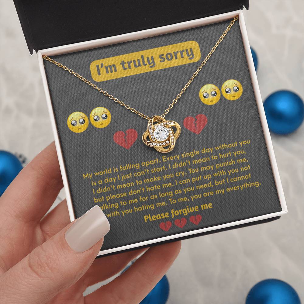 Apology Jewelry Gift - Love Knot Necklace - I Didn't Mean To Make You Cry